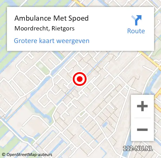 Locatie op kaart van de 112 melding: Ambulance Met Spoed Naar Moordrecht, Rietgors op 29 november 2022 23:02