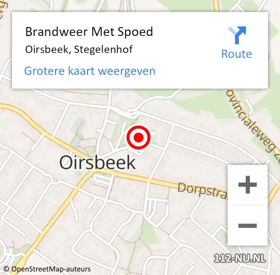 Locatie op kaart van de 112 melding: Brandweer Met Spoed Naar Oirsbeek, Stegelenhof op 29 november 2022 23:14