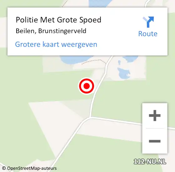 Locatie op kaart van de 112 melding: Politie Met Grote Spoed Naar Beilen, Brunstingerveld op 30 november 2022 00:17