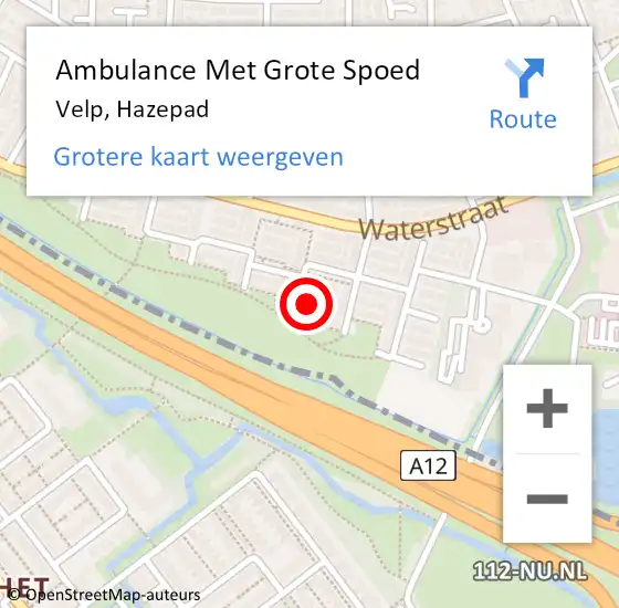 Locatie op kaart van de 112 melding: Ambulance Met Grote Spoed Naar Velp, Hazepad op 30 november 2022 01:45