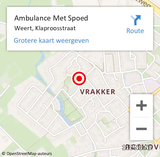 Locatie op kaart van de 112 melding: Ambulance Met Spoed Naar Weert, Klaproosstraat op 30 november 2022 01:48