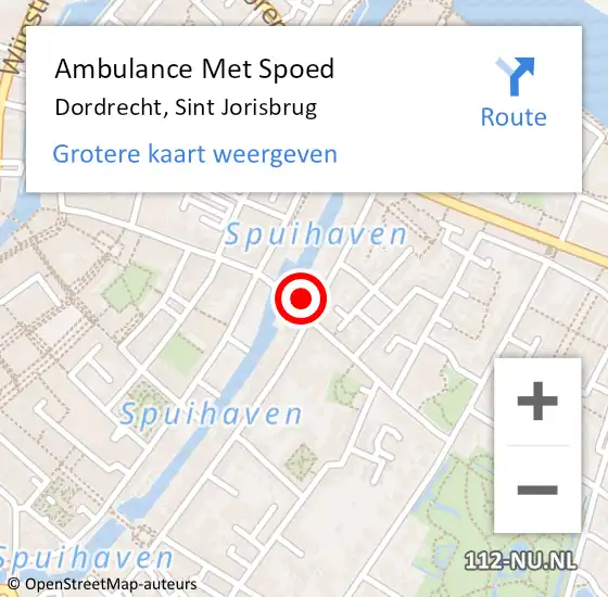 Locatie op kaart van de 112 melding: Ambulance Met Spoed Naar Dordrecht, Sint Jorisbrug op 30 november 2022 01:54