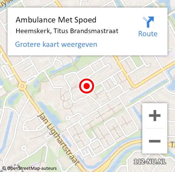 Locatie op kaart van de 112 melding: Ambulance Met Spoed Naar Heemskerk, Titus Brandsmastraat op 30 november 2022 02:20