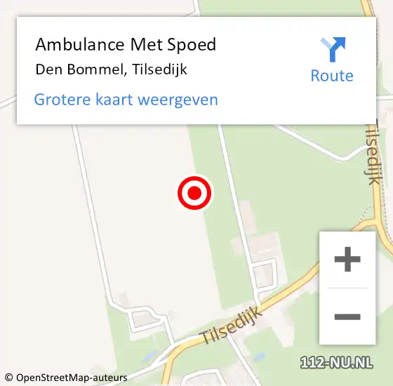Locatie op kaart van de 112 melding: Ambulance Met Spoed Naar Den Bommel, Tilsedijk op 30 november 2022 02:22