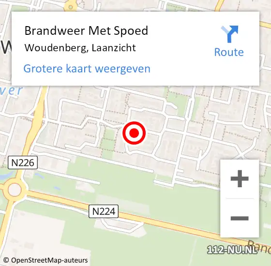 Locatie op kaart van de 112 melding: Brandweer Met Spoed Naar Woudenberg, Laanzicht op 30 november 2022 02:34