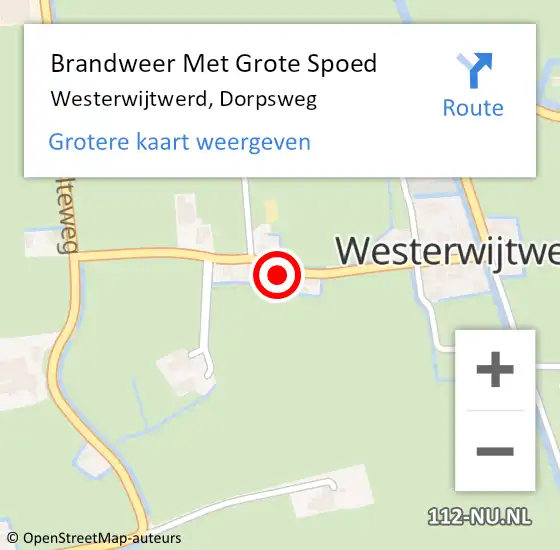 Locatie op kaart van de 112 melding: Brandweer Met Grote Spoed Naar Westerwijtwerd, Dorpsweg op 6 augustus 2014 17:40