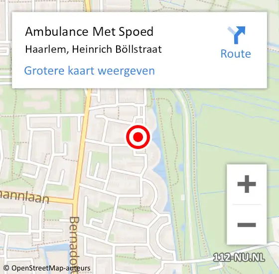 Locatie op kaart van de 112 melding: Ambulance Met Spoed Naar Haarlem, Heinrich Böllstraat op 30 november 2022 03:27
