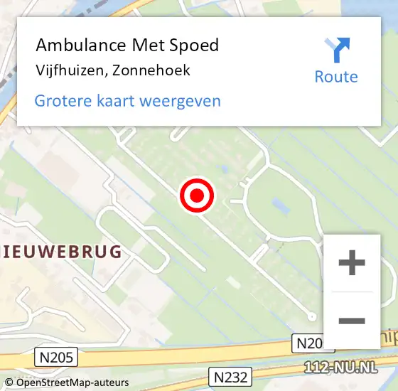 Locatie op kaart van de 112 melding: Ambulance Met Spoed Naar Vijfhuizen, Zonnehoek op 30 november 2022 06:08