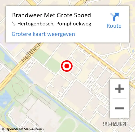 Locatie op kaart van de 112 melding: Brandweer Met Grote Spoed Naar 's-Hertogenbosch, Pomphoekweg op 30 november 2022 06:36