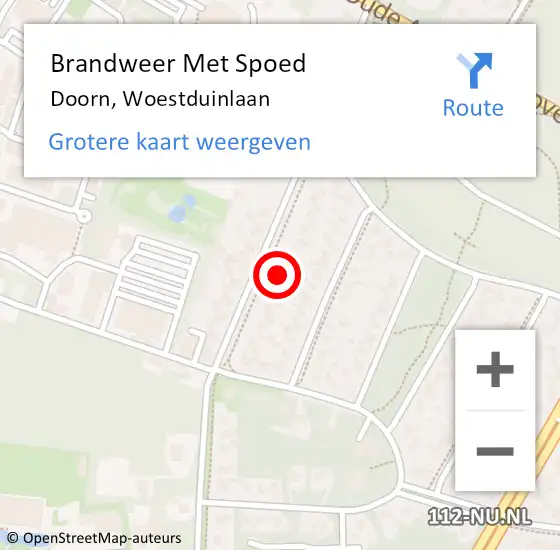 Locatie op kaart van de 112 melding: Brandweer Met Spoed Naar Doorn, Woestduinlaan op 30 november 2022 06:40