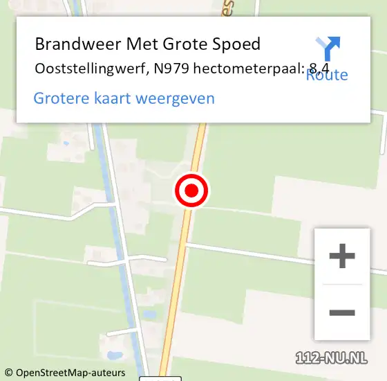 Locatie op kaart van de 112 melding: Brandweer Met Grote Spoed Naar Ooststellingwerf, N979 hectometerpaal: 8,4 op 30 november 2022 06:47