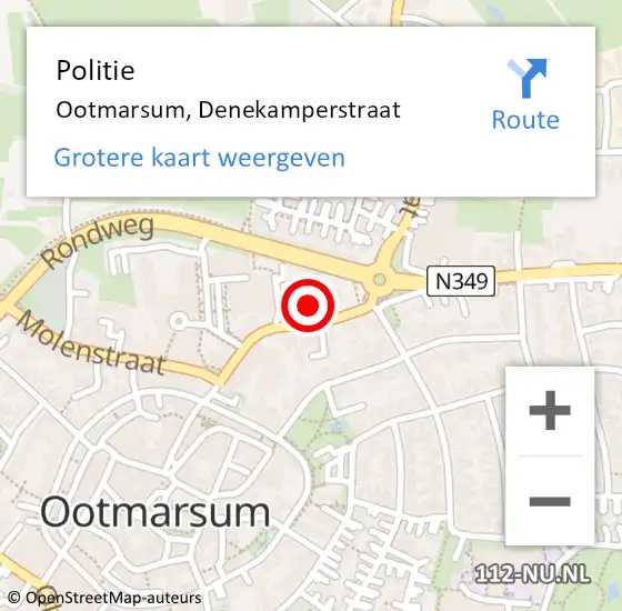 Locatie op kaart van de 112 melding: Politie Ootmarsum, Denekamperstraat op 30 november 2022 07:05