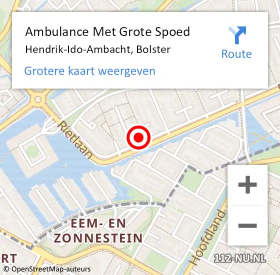 Locatie op kaart van de 112 melding: Ambulance Met Grote Spoed Naar Hendrik-Ido-Ambacht, Bolster op 30 november 2022 07:11