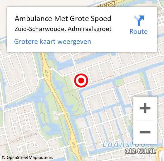 Locatie op kaart van de 112 melding: Ambulance Met Grote Spoed Naar Zuid-Scharwoude, Admiraalsgroet op 30 november 2022 08:19