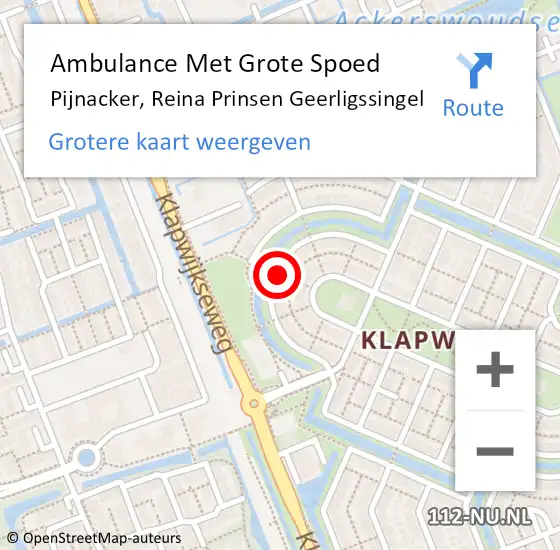 Locatie op kaart van de 112 melding: Ambulance Met Grote Spoed Naar Pijnacker, Reina Prinsen Geerligssingel op 30 november 2022 08:34