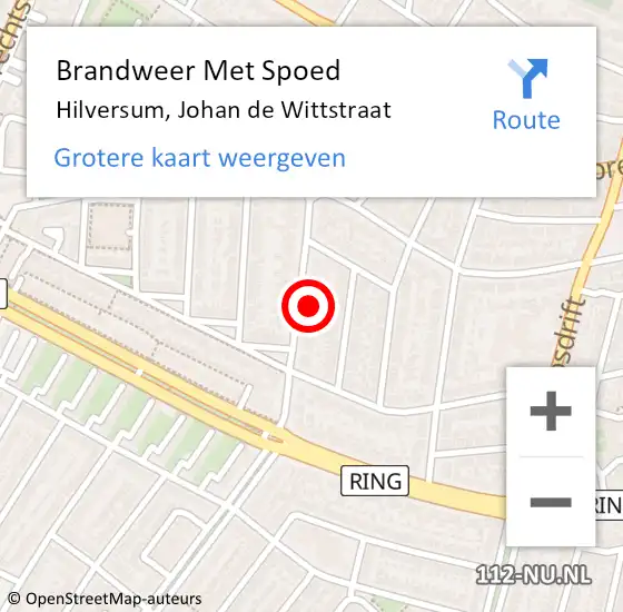 Locatie op kaart van de 112 melding: Brandweer Met Spoed Naar Hilversum, Johan de Wittstraat op 30 november 2022 08:38