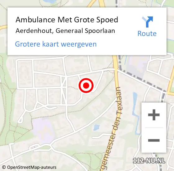 Locatie op kaart van de 112 melding: Ambulance Met Grote Spoed Naar Aerdenhout, Generaal Spoorlaan op 30 november 2022 08:40