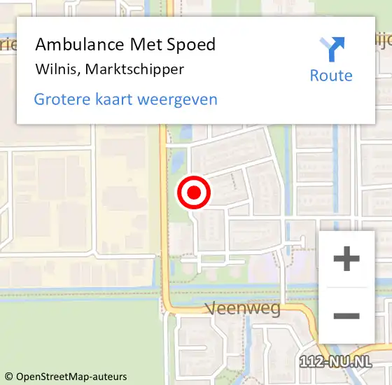 Locatie op kaart van de 112 melding: Ambulance Met Spoed Naar Wilnis, Marktschipper op 30 november 2022 08:43