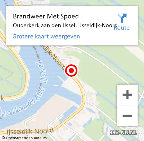 Locatie op kaart van de 112 melding: Brandweer Met Spoed Naar Ouderkerk aan den IJssel, IJsseldijk-Noord op 30 november 2022 09:25
