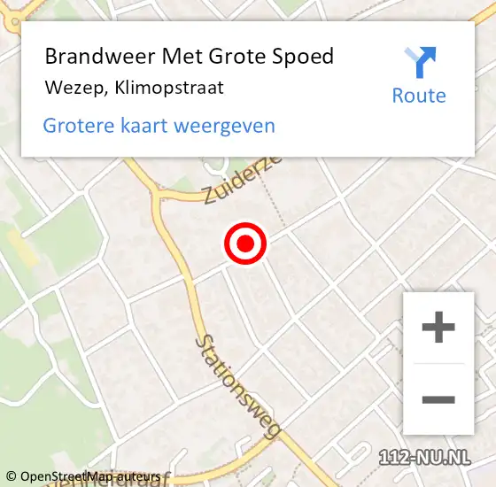 Locatie op kaart van de 112 melding: Brandweer Met Grote Spoed Naar Wezep, Klimopstraat op 30 november 2022 09:57