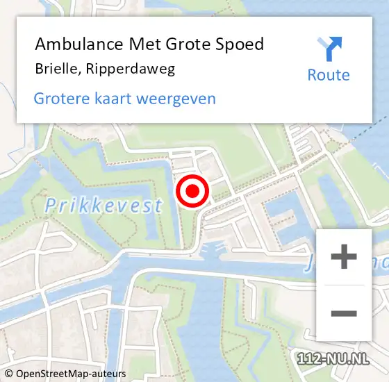 Locatie op kaart van de 112 melding: Ambulance Met Grote Spoed Naar Brielle, Ripperdaweg op 30 november 2022 09:59