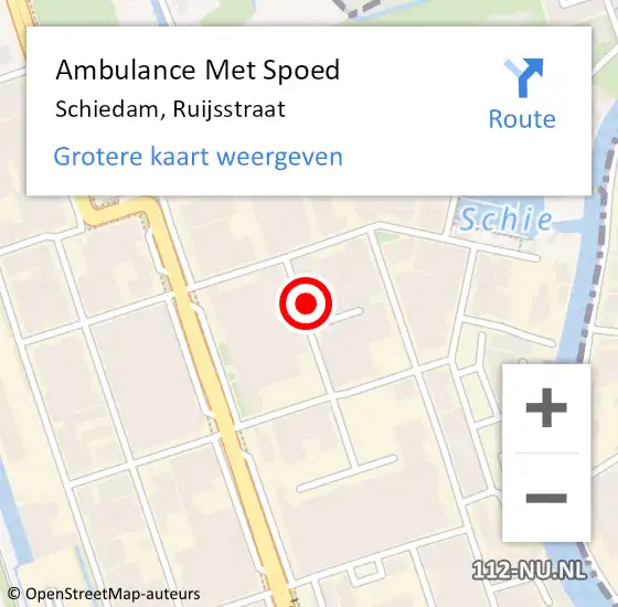 Locatie op kaart van de 112 melding: Ambulance Met Spoed Naar Schiedam, Ruijsstraat op 30 november 2022 10:15