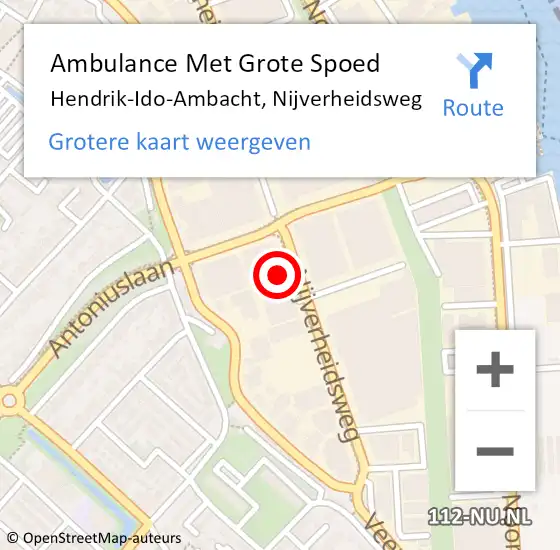 Locatie op kaart van de 112 melding: Ambulance Met Grote Spoed Naar Hendrik-Ido-Ambacht, Nijverheidsweg op 30 november 2022 10:18