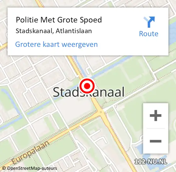 Locatie op kaart van de 112 melding: Politie Met Grote Spoed Naar Stadskanaal, Atlantislaan op 30 november 2022 10:55