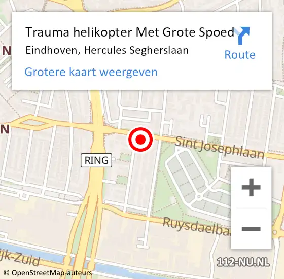 Locatie op kaart van de 112 melding: Trauma helikopter Met Grote Spoed Naar Eindhoven, Hercules Segherslaan op 30 november 2022 11:04