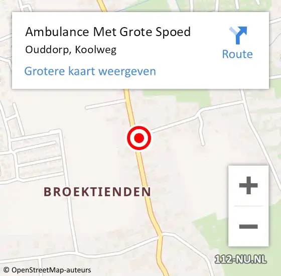 Locatie op kaart van de 112 melding: Ambulance Met Grote Spoed Naar Ouddorp, Koolweg op 30 november 2022 11:45