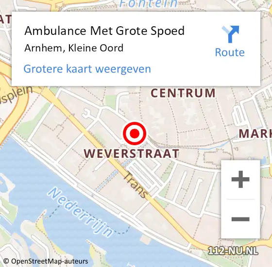 Locatie op kaart van de 112 melding: Ambulance Met Grote Spoed Naar Arnhem, Kleine Oord op 30 november 2022 12:04