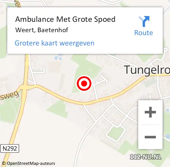 Locatie op kaart van de 112 melding: Ambulance Met Grote Spoed Naar Weert, Baetenhof op 30 november 2022 12:05