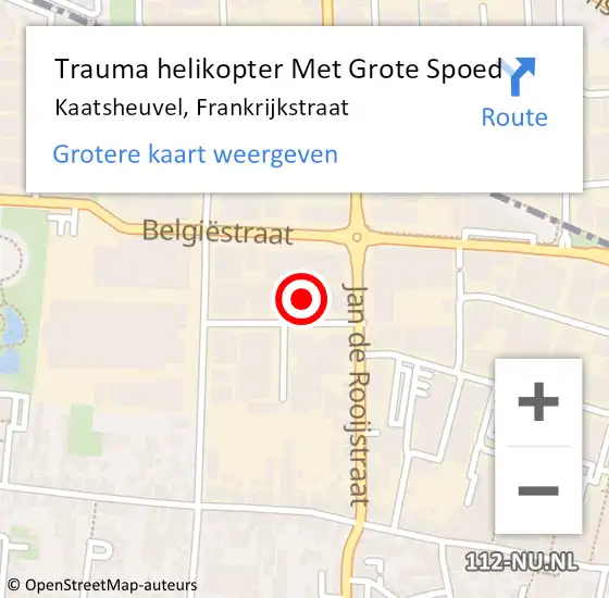 Locatie op kaart van de 112 melding: Trauma helikopter Met Grote Spoed Naar Kaatsheuvel, Frankrijkstraat op 30 november 2022 12:12