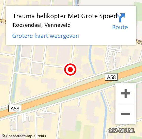 Locatie op kaart van de 112 melding: Trauma helikopter Met Grote Spoed Naar Roosendaal, Venneveld op 30 november 2022 12:21