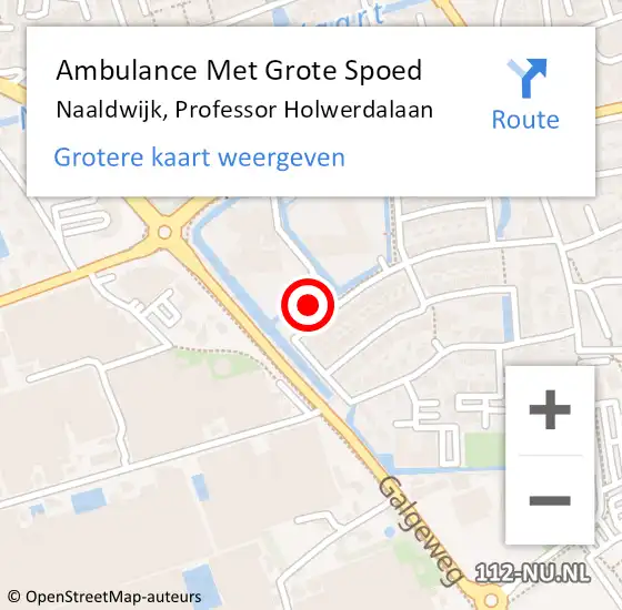 Locatie op kaart van de 112 melding: Ambulance Met Grote Spoed Naar Naaldwijk, Professor Holwerdalaan op 30 november 2022 12:34