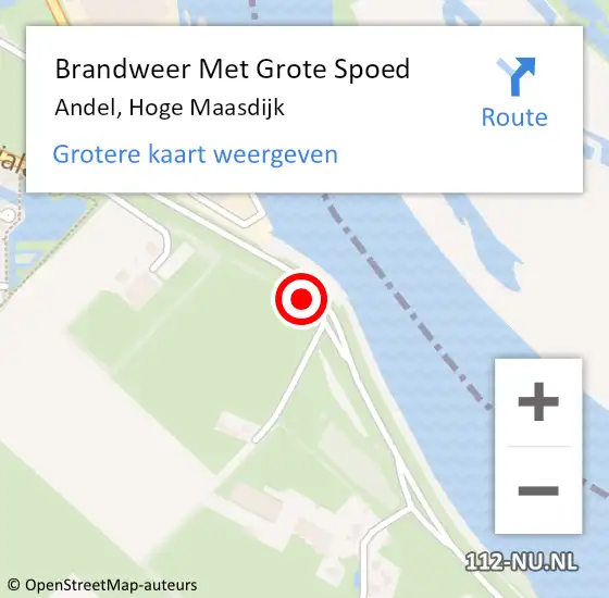 Locatie op kaart van de 112 melding: Brandweer Met Grote Spoed Naar Andel, Hoge Maasdijk op 30 november 2022 12:40