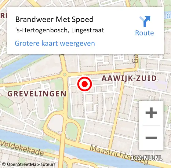 Locatie op kaart van de 112 melding: Brandweer Met Spoed Naar 's-Hertogenbosch, Lingestraat op 30 november 2022 12:41