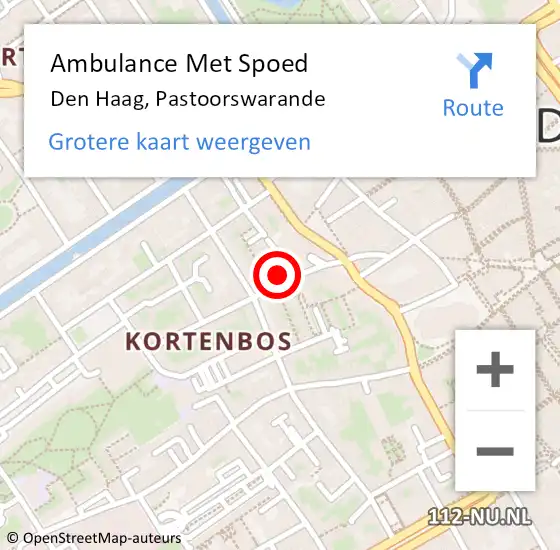 Locatie op kaart van de 112 melding: Ambulance Met Spoed Naar Den Haag, Pastoorswarande op 30 november 2022 13:28