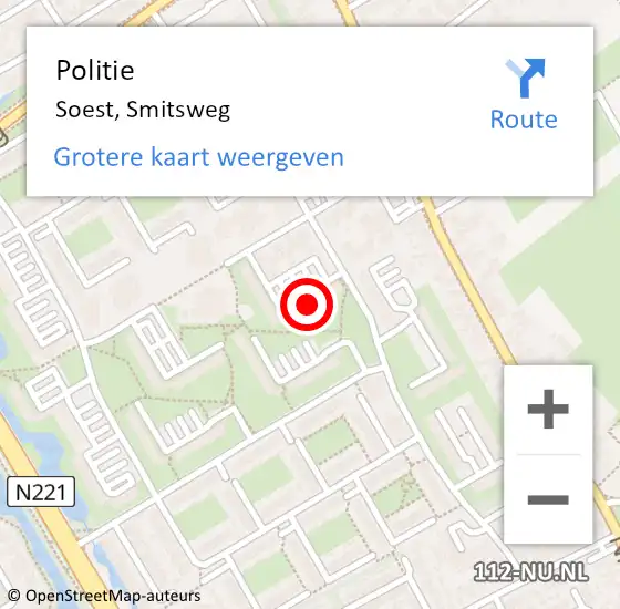 Locatie op kaart van de 112 melding: Politie Soest, Smitsweg op 30 november 2022 13:30