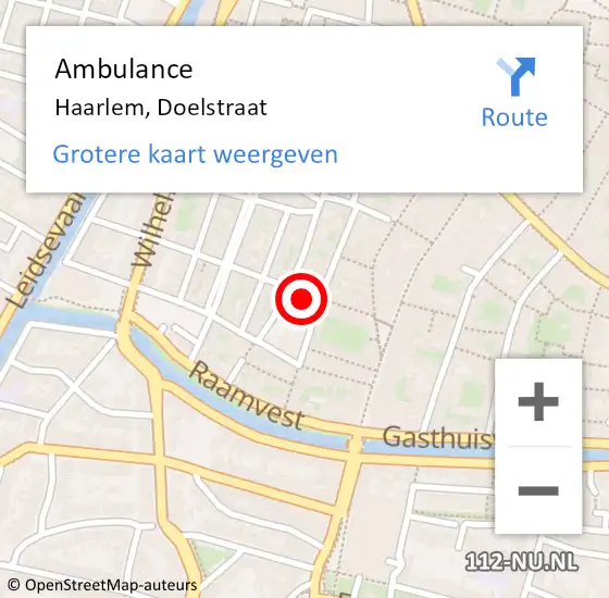 Locatie op kaart van de 112 melding: Ambulance Haarlem, Doelstraat op 30 november 2022 13:32