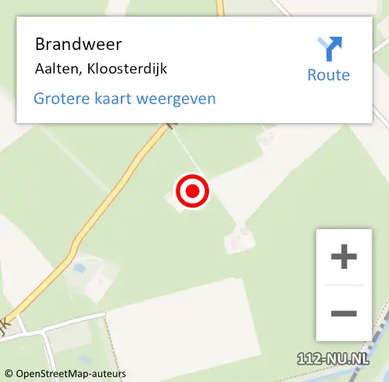 Locatie op kaart van de 112 melding: Brandweer Aalten, Kloosterdijk op 30 november 2022 13:59