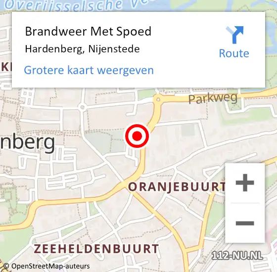 Locatie op kaart van de 112 melding: Brandweer Met Spoed Naar Hardenberg, Nijenstede op 30 november 2022 14:00