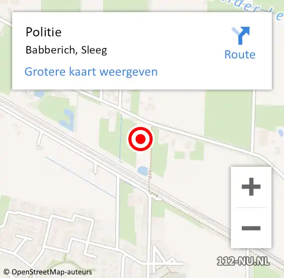 Locatie op kaart van de 112 melding: Politie Babberich, Sleeg op 30 november 2022 14:16