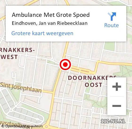 Locatie op kaart van de 112 melding: Ambulance Met Grote Spoed Naar Eindhoven, Jan Van Riebeecklaan op 6 augustus 2014 18:51