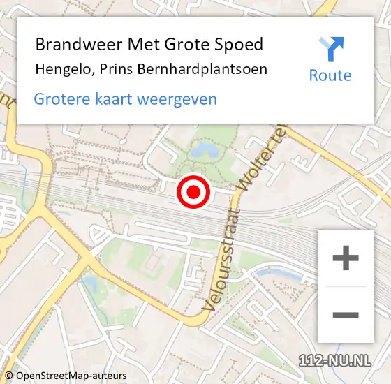 Locatie op kaart van de 112 melding: Brandweer Met Grote Spoed Naar Hengelo, Prins Bernhardplantsoen op 30 november 2022 14:35