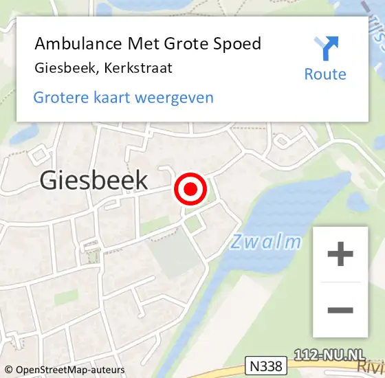 Locatie op kaart van de 112 melding: Ambulance Met Grote Spoed Naar Giesbeek, Kerkstraat op 30 november 2022 14:36