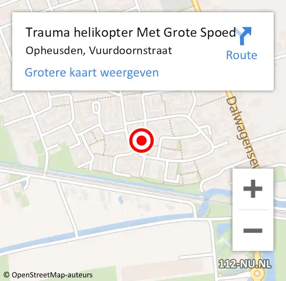 Locatie op kaart van de 112 melding: Trauma helikopter Met Grote Spoed Naar Opheusden, Vuurdoornstraat op 30 november 2022 14:43