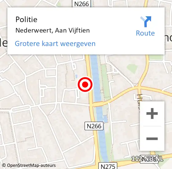 Locatie op kaart van de 112 melding: Politie Nederweert, Aan Vijftien op 30 november 2022 14:44