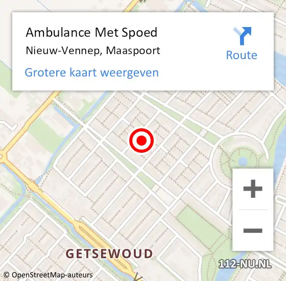 Locatie op kaart van de 112 melding: Ambulance Met Spoed Naar Nieuw-Vennep, Maaspoort op 30 november 2022 15:03