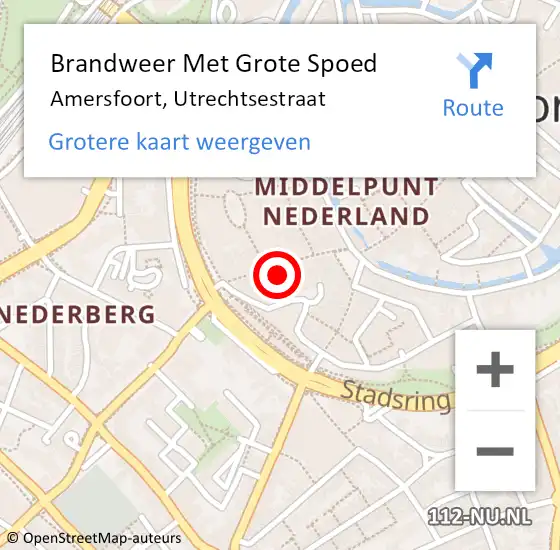 Locatie op kaart van de 112 melding: Brandweer Met Grote Spoed Naar Amersfoort, Utrechtsestraat op 30 november 2022 15:05